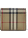 Engraved Logo Check Half Wallet Archive Beige - BURBERRY - BALAAN 4