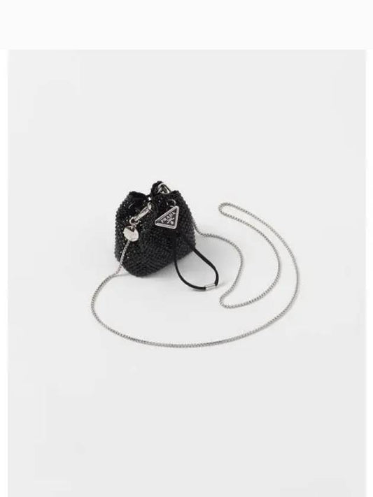 Satin Crystals Mini Pouch Bag Black - PRADA - BALAAN 2