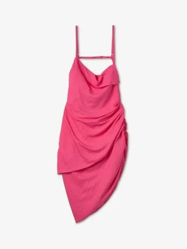 La Robe Saudade Asymmetric Draped Midi Dress Pink - JACQUEMUS - BALAAN 2