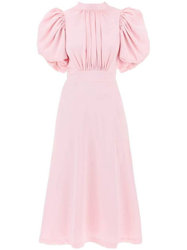 midi satin dress with balloon sleeves - ROTATE - BALAAN 1