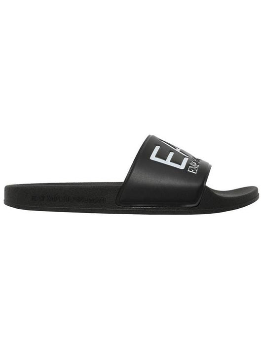 EA7 Embossed Logo Flat Slippers Black - EMPORIO ARMANI - BALAAN 2