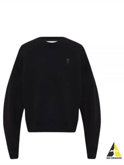 Heart Logo Tone On Tone Sweatshirt Black - AMI - BALAAN 2