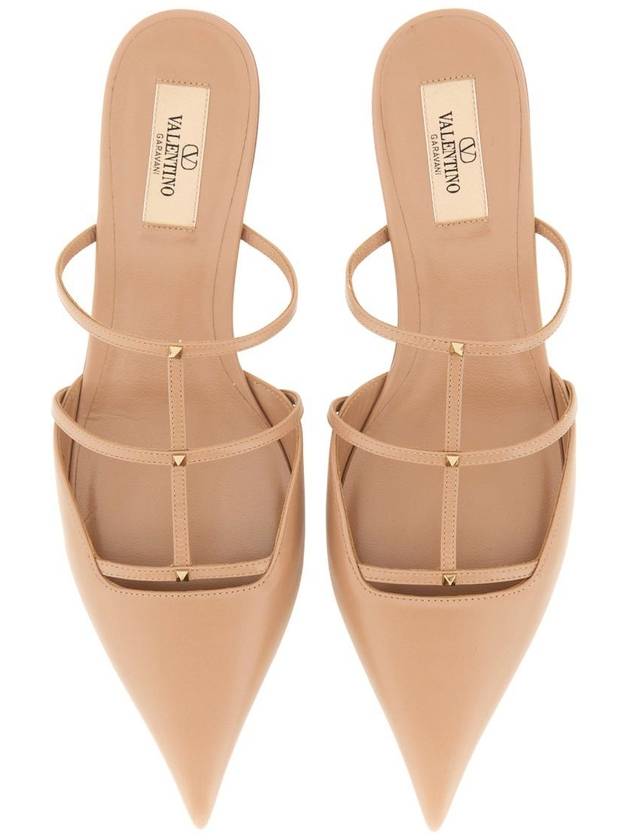 Rockstud Wispy Pointed Toe Mules Beige - VALENTINO - BALAAN 6