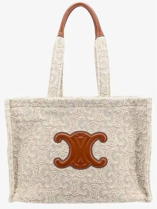 Textile Triomphe All Over Large Cabas Thais Tote Bag Natural Tan - CELINE - BALAAN 2