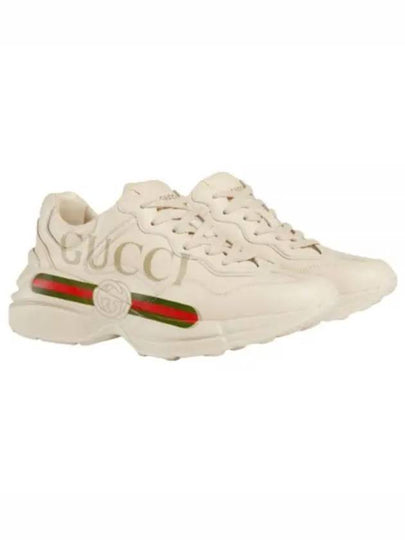 Rhyton Logo Leather Sneakers Ivory - GUCCI - BALAAN 2