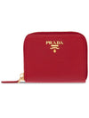 Saffiano Zipper Coin Wallet Red Gold - PRADA - BALAAN 3