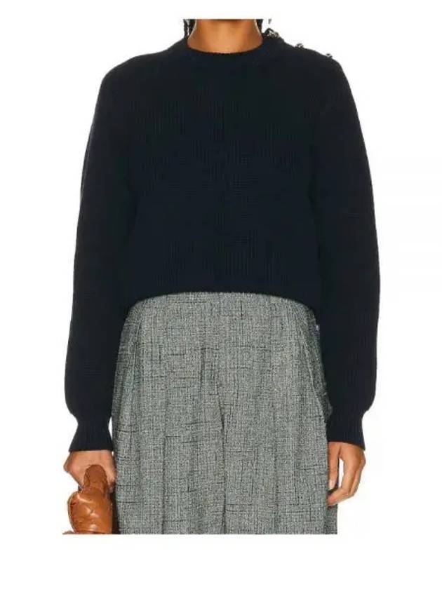 Knot Button Wool Knit Top Abyss - BOTTEGA VENETA - BALAAN 2