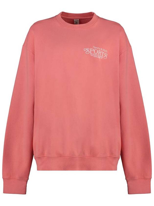 Embroidered Logo Cotton Long Sleeve T-shirt Pink - SPORTY & RICH - BALAAN 2