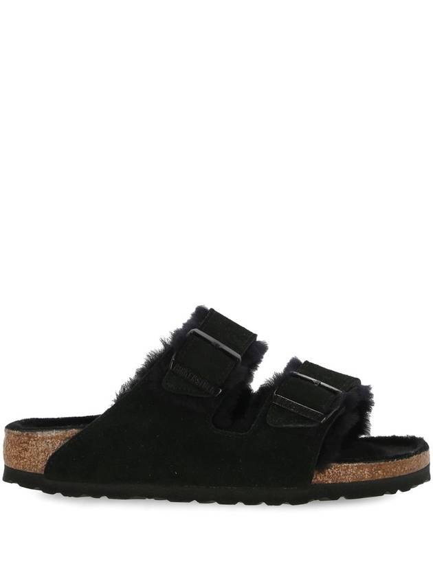 'Arizona' Black Sandals With Logo Lettering On The Buckle In Suede Woman - BIRKENSTOCK - BALAAN 1