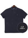 Men's Cotton Logo Patch Short Sleeve Polo Shirt Navy - CP COMPANY - BALAAN 2