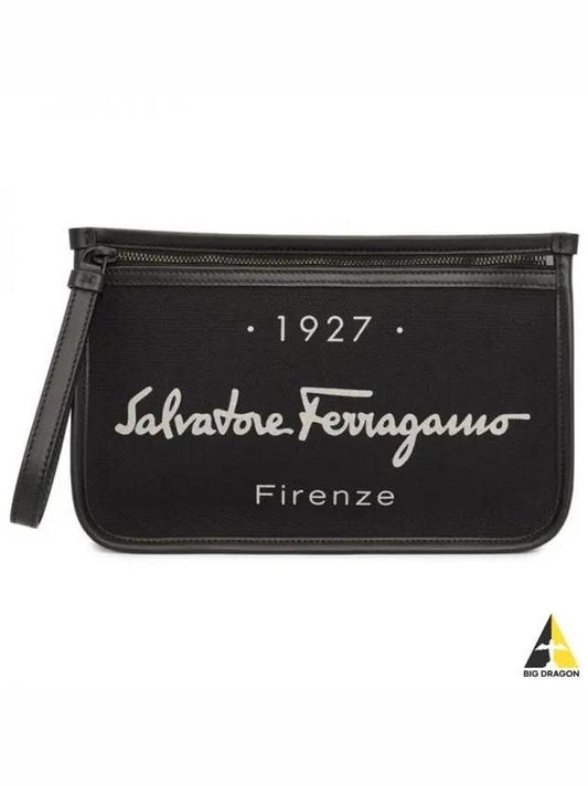 Salvatore 1927 Signature Clutch Bag Black - SALVATORE FERRAGAMO - BALAAN 2