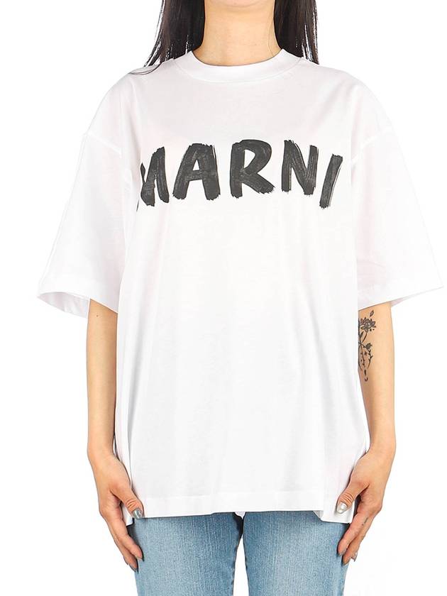 Logo Lettering Boxy Fit Short Sleeve T-Shirt White - MARNI - BALAAN 2