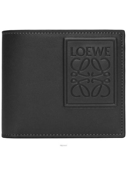 Anagram Logo Patch Bifold Calfskin Half Wallet Black - LOEWE - BALAAN 2