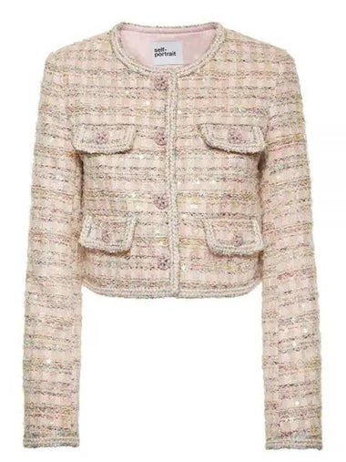 SEQUIN BOUCLE JACKET PF23 099J PINK - SELF PORTRAIT - BALAAN 1