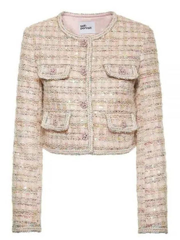 SEQUIN BOUCLE JACKET PF23 099J PINK - SELF PORTRAIT - BALAAN 1