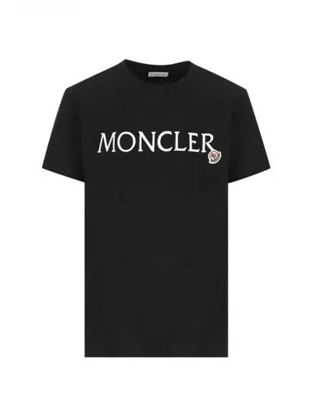 Embroidered Logo Cotton Short Sleeve T-Shirt Black - MONCLER - BALAAN 2