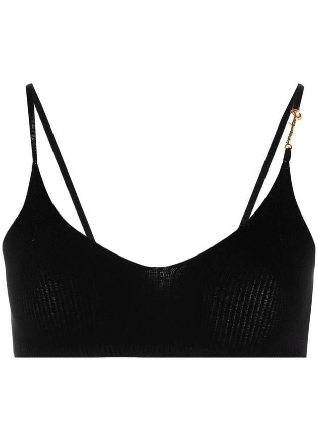 Le Bandeau Pralu Logo Knit Bra Black - JACQUEMUS - BALAAN 2