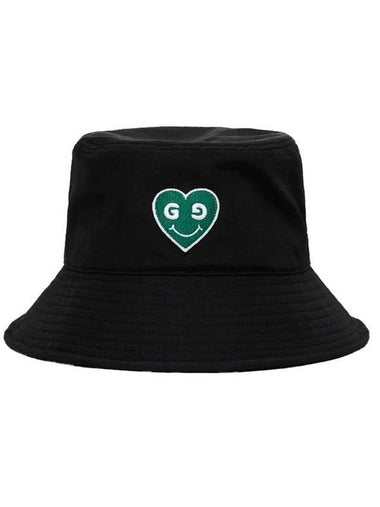 Green Heart Casual Fit Nylon Bucket Hat Black - GOXO - BALAAN 1