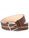 Signature Stripe Trim Leather Belt Brown - PAUL SMITH - BALAAN 2