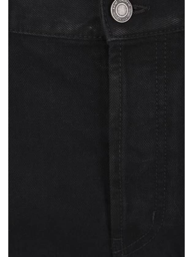 Denim Cotton Straight Jeans Black - SAINT LAURENT - BALAAN 4