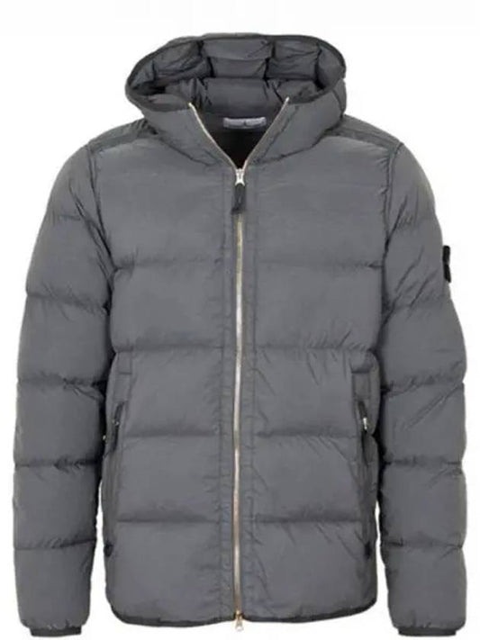 Seamless Logo Nylon Hooded Down Jacket Medium Grey - STONE ISLAND - BALAAN 2