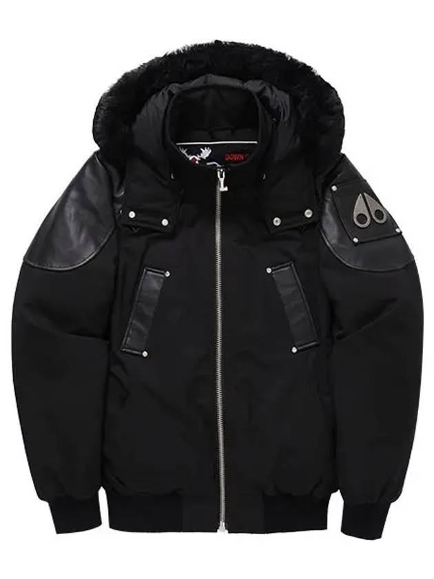 Park Vista Leather Trimmed Bomber Jacket Black - MOOSE KNUCKLES - BALAAN 4