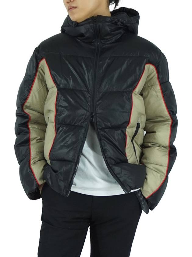 W Ostend Shiny Ripstop Hooded Puffer Padding Black Beige - DIESEL - BALAAN 4