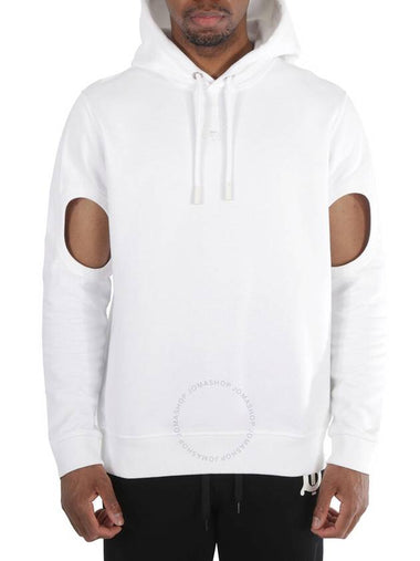 Burberry Optic White Globe Graphic Cut-Out Sleeve Hoodie, Size Medium - BURBERRY - BALAAN 1