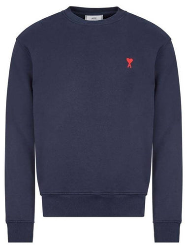 Men's Small Heart Logo Sweatshirt Navy - AMI - BALAAN 1