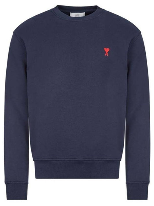 Men's Small Heart Logo Sweatshirt Navy - AMI - BALAAN 1