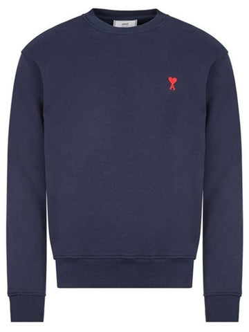 Men's Small Heart Logo Sweatshirt Navy - AMI - BALAAN 1