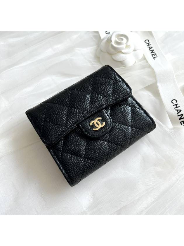 Small Classic Flap Wallet Grained Calfskin & Gold Black - CHANEL - BALAAN 7