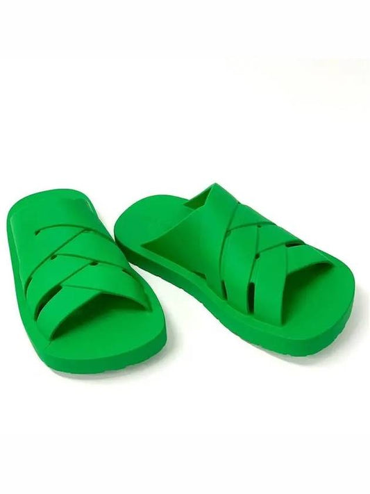 Flintston Intrecciato Matte Rubber Sandals Parakeet - BOTTEGA VENETA - BALAAN 2