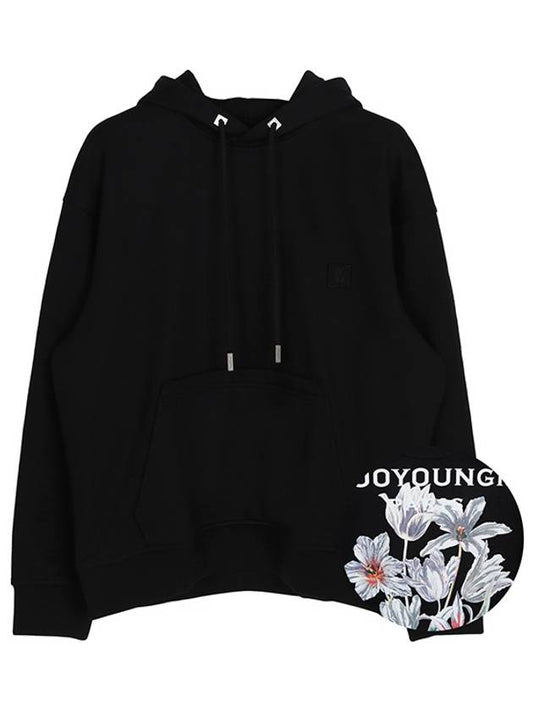 Wooyoungmi Men'S Flower Back Logo Cotton Hooded Black - WOOYOUNGMI - BALAAN 2