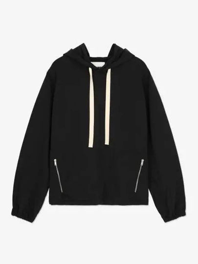 Two Side Zip Pockets Technical Cotton Hoodie Black - JIL SANDER - BALAAN 2