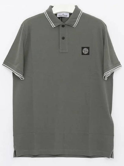 Stretch Cotton Pique Short Sleeve Polo Shirt Musk Green - STONE ISLAND - BALAAN 2