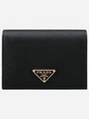 Small Saffiano Leather Half Wallet Black - PRADA - BALAAN 2