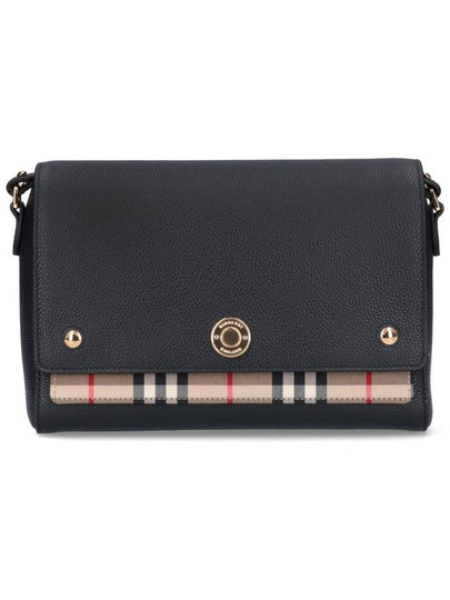 Leather and Vintage Check Note Crossbody Bag Black - BURBERRY - BALAAN 2