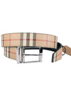 Square Buckle Check Reversible Coated Fabric Leather Belt Beige - BURBERRY - BALAAN 3