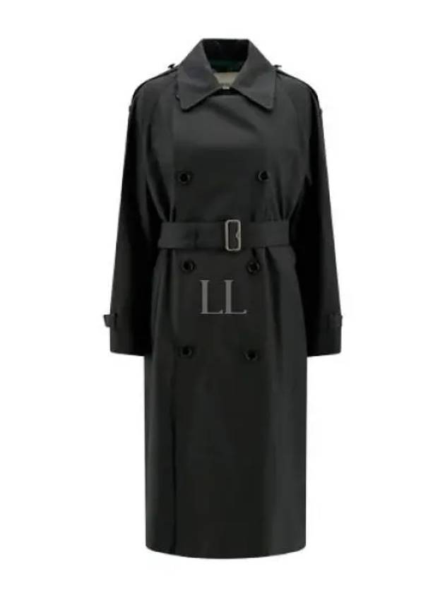 Long Gabardine Trench Coat Black - BURBERRY - BALAAN 2