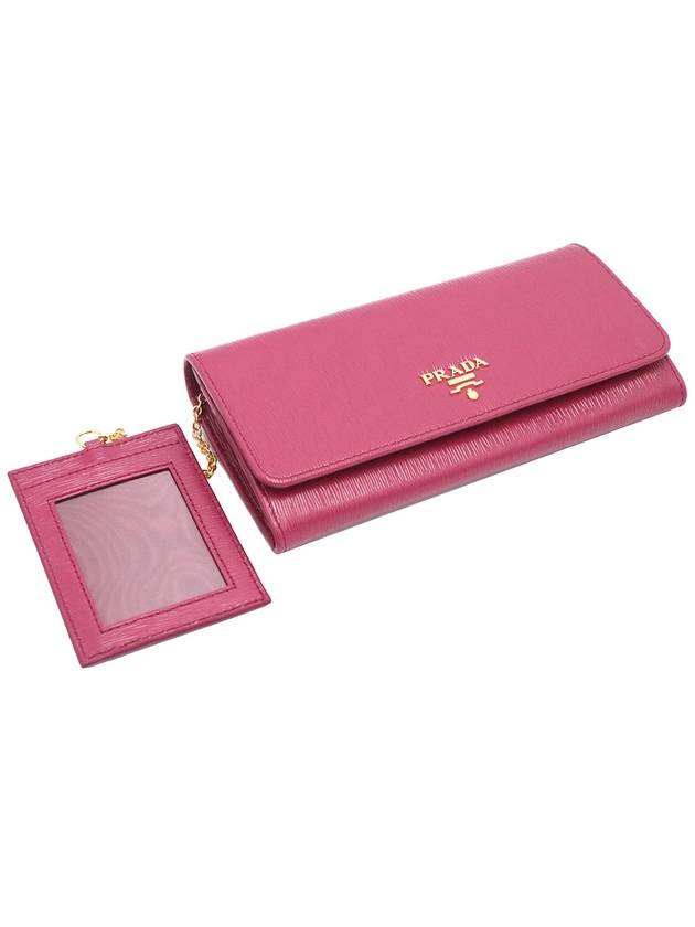 Women s Prada 1MH132 Pink Saffiano Gold Metal Lettering Logo Long Wallet gt Gangbuk used luxury goods - PRADA - BALAAN 7