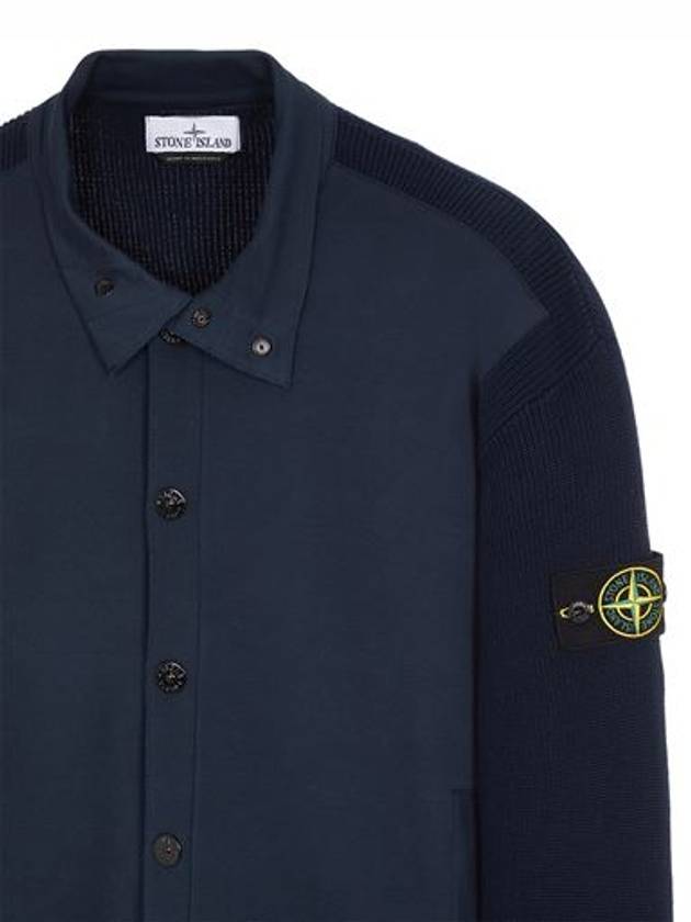 Badge Button Knit Cardigan Navy - STONE ISLAND - BALAAN 4