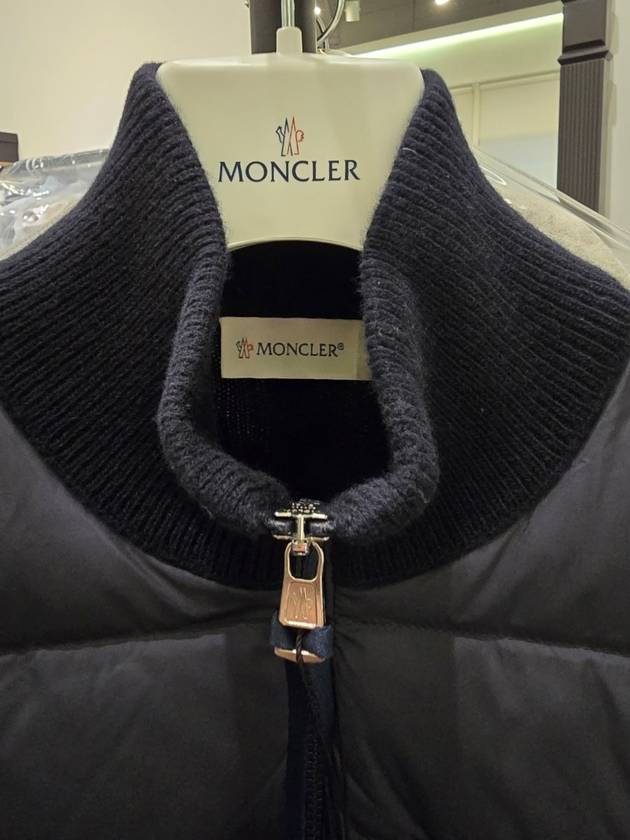 Logo patch knit padding navy blue - MONCLER - BALAAN 7