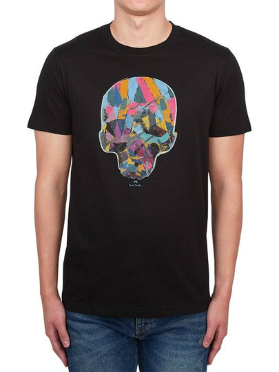 Multi-Color Skull Print Short Sleeve T-Shirt Black - PAUL SMITH - BALAAN 2