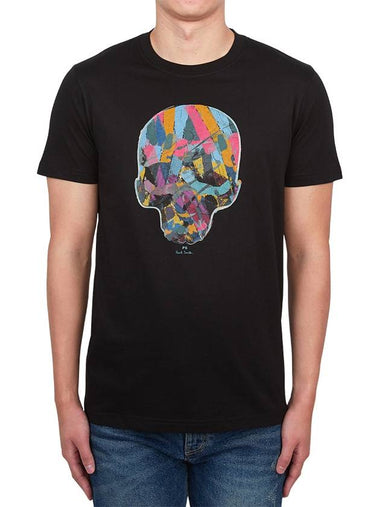 Multi-Color Skull Print Short Sleeve T-Shirt Black - PAUL SMITH - BALAAN 1