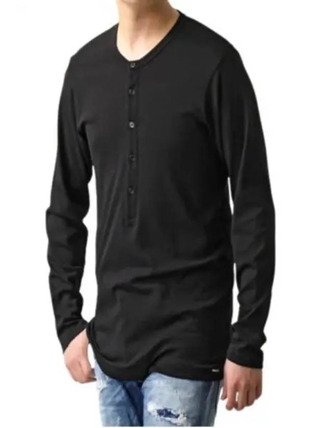 Henry Neck Long Sleeve T-Shirt Black - TOM FORD - BALAAN 2