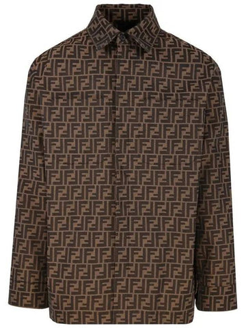 Men's FF Long Sleeve Shirt Brown - FENDI - BALAAN 1