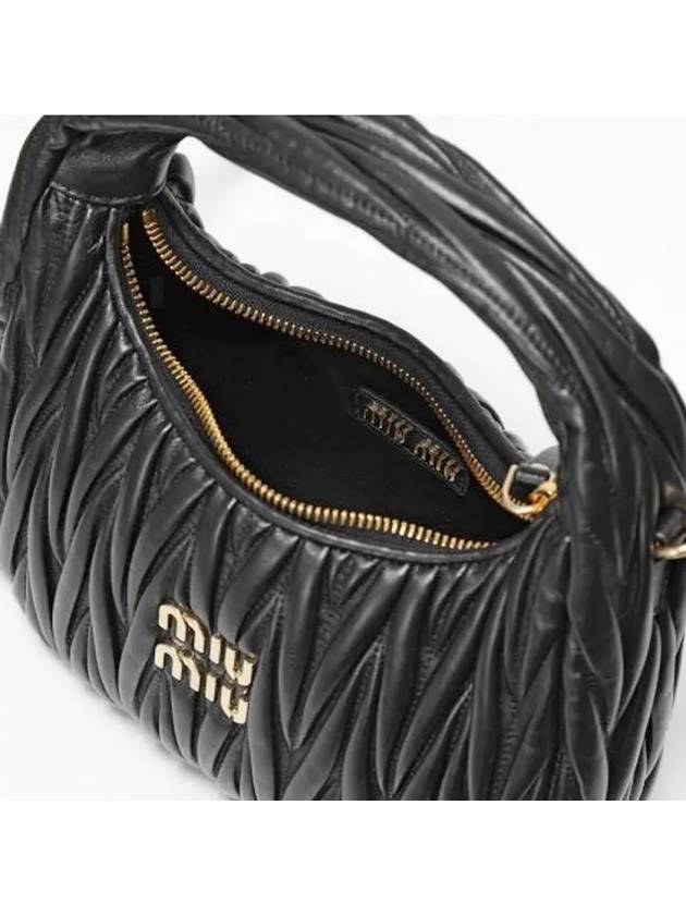 Wander Materasse Nappa Leather Mini Hobo Tote Bag Black - MIU MIU - BALAAN 4