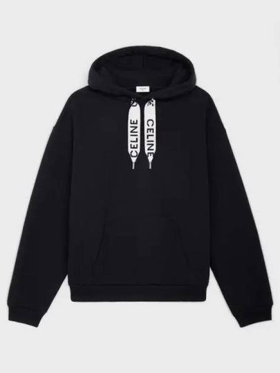 Loose Cotton Fleece Hoodie Black - CELINE - BALAAN 2