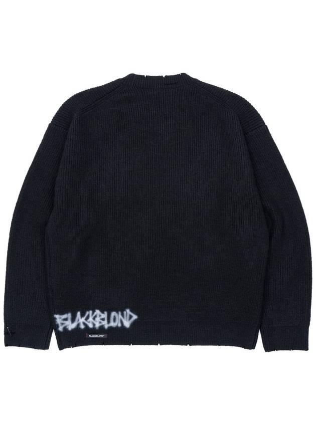 BBD Hand stitched Logo Ripped Sweater Black - BLACKBLOND - BALAAN 3